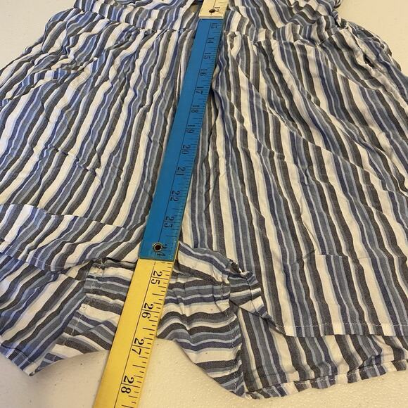 Aéropostale Romper Women L White Blue Stripes Spaghetti Strap Cut Out Back Sexy - Picture 3 of 6